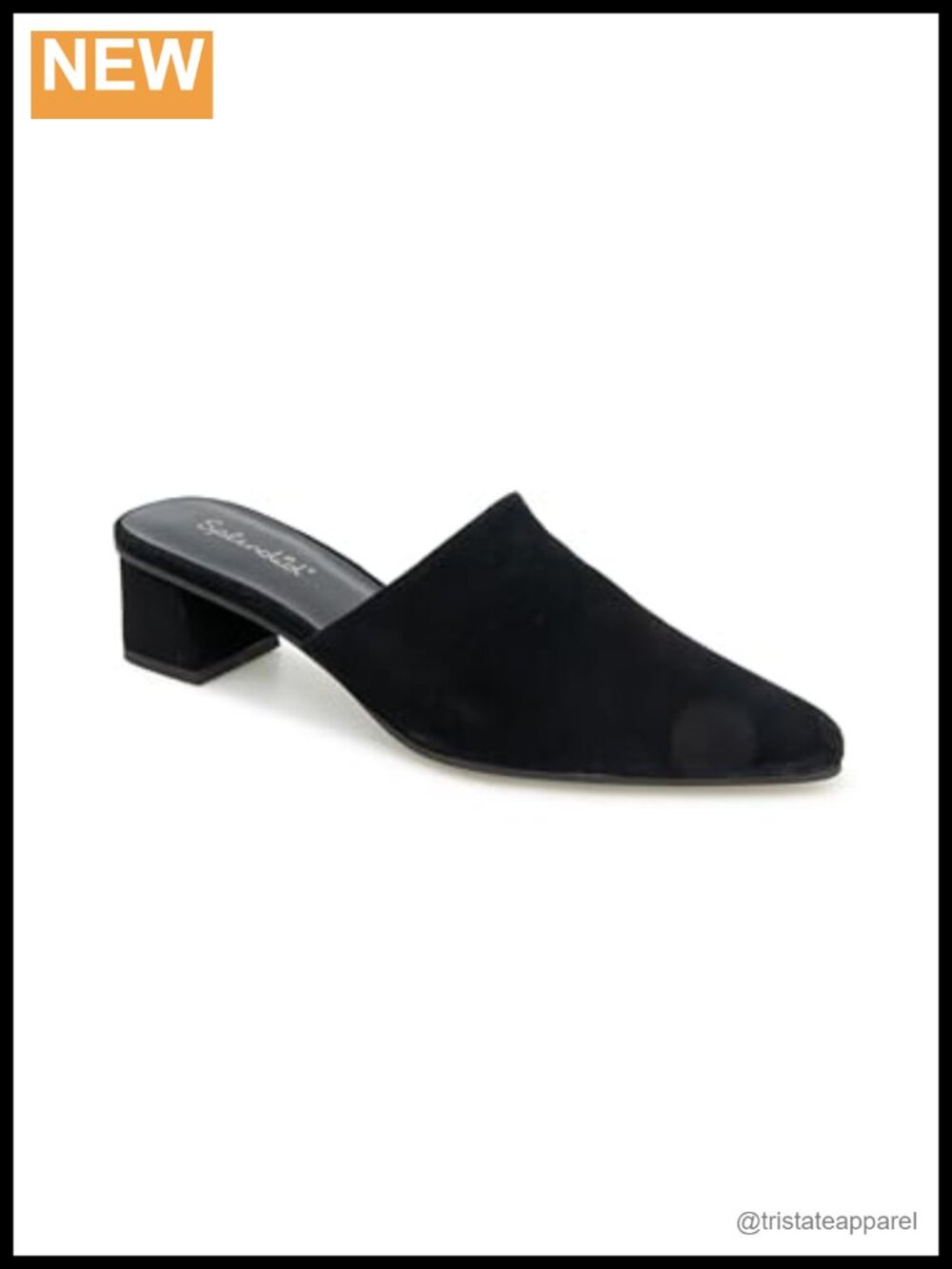 Suede Heeled Mule Pointed Toe Slip-On Work Casual Sandal